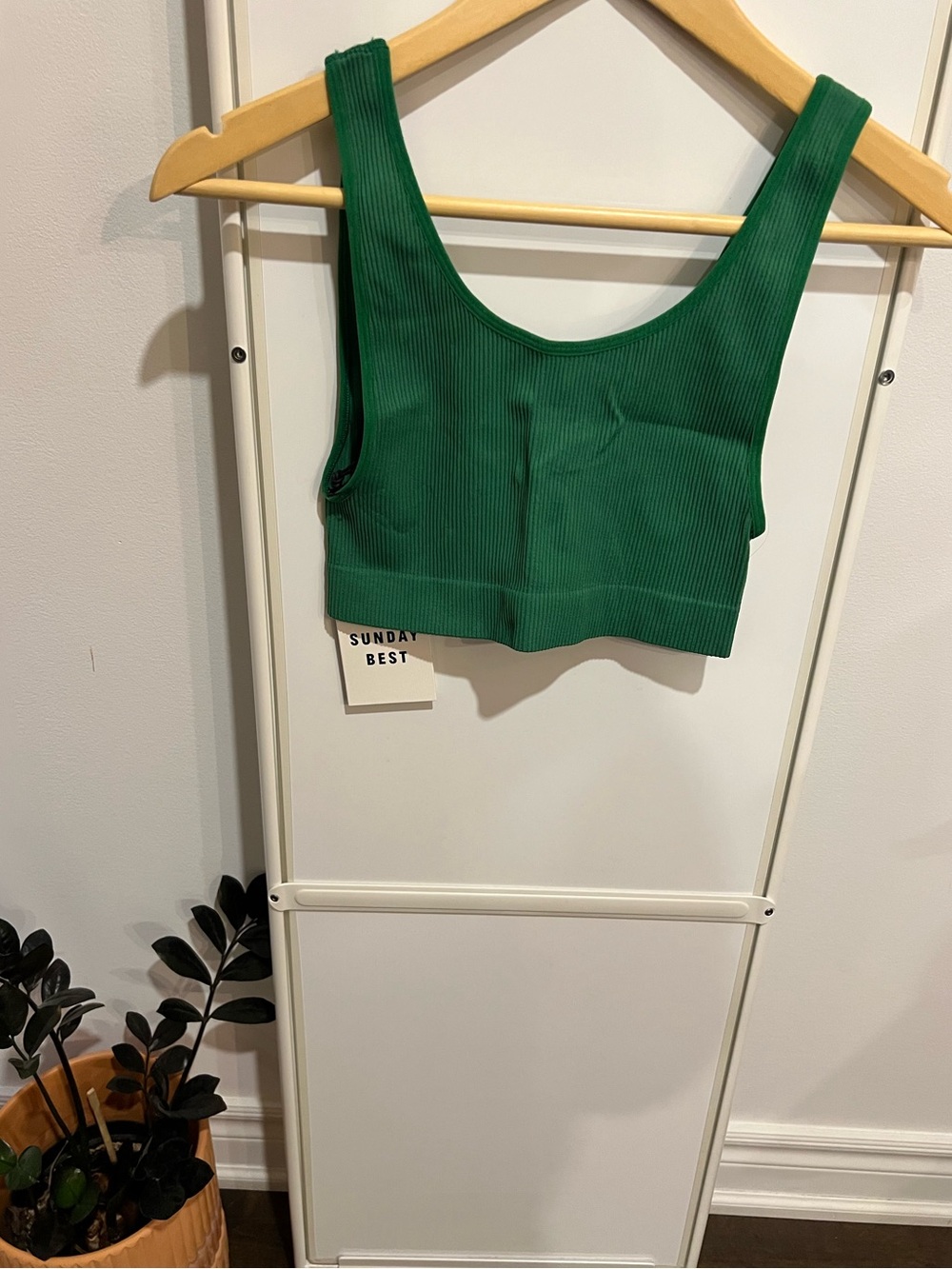 Sunday Best Peacock Green Sinch Seamless Rib Bra Top NWT